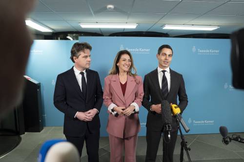 DEN HAAG - Partijleiders Henri Bontenbal (CDA), Dilan Yesilgoz (VVD) en