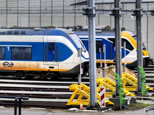 Trains awaiting maintenance at the workshop. REMKO DE WAAL / ANP
