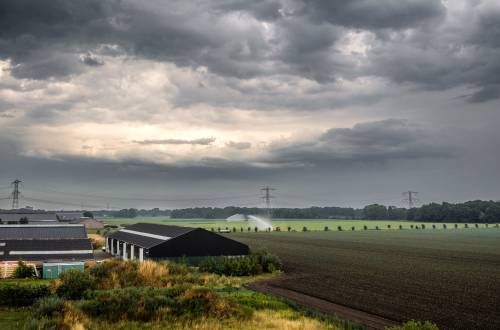 A drone photo of an approaching thunderstorm in Someren. ANP ROB ENGELAAR
