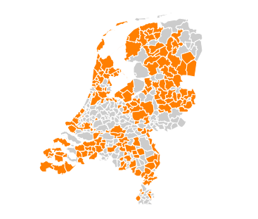 Hospitality businesses allowed to stay open longer during the World Cup in approximately half of municipalities (in orange)-ANP /LocalFocus Source : KHN
