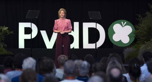 DEN BOSCH - Christine Teunissen gives a speech at an annual congress of the Party for the Animals. JEROEN JUMELET / ANP