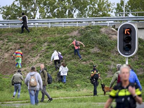 Extinction Rebellion climate activists block the A12 The activists want the government to stop 'subsidizing fossil fuels'. JOSH WALET / ANP